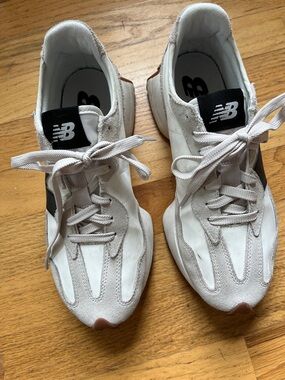 New Balance White, Beige and Black Retro Sneakers